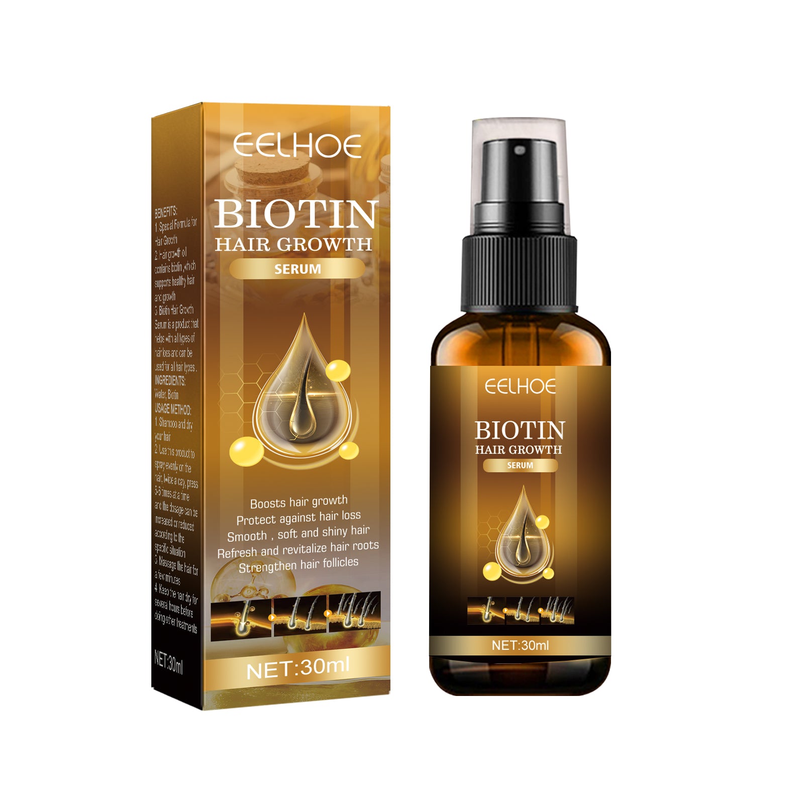 Spray para el crecimiento del cabello con biotina